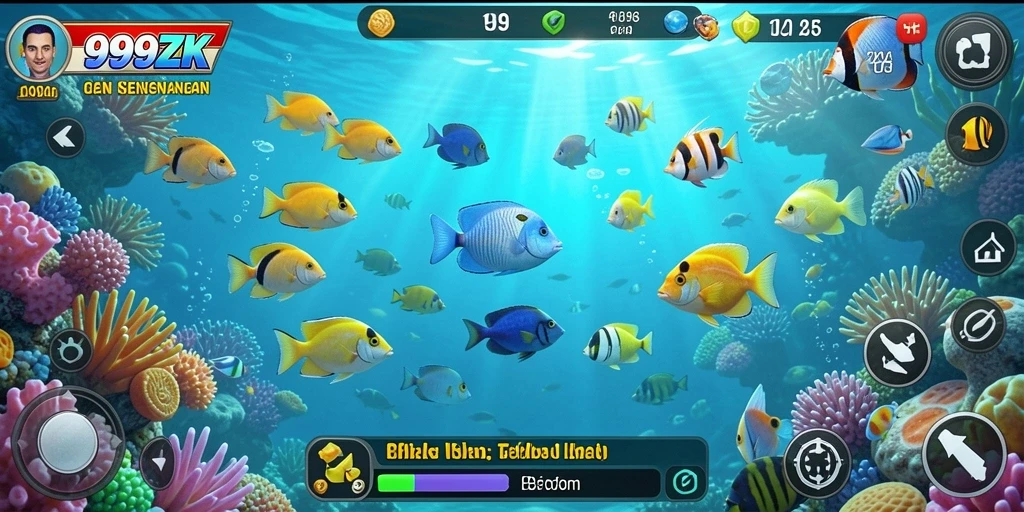 Tampilan gameplay seru di 999ZK dengan aksi menembak ikan.