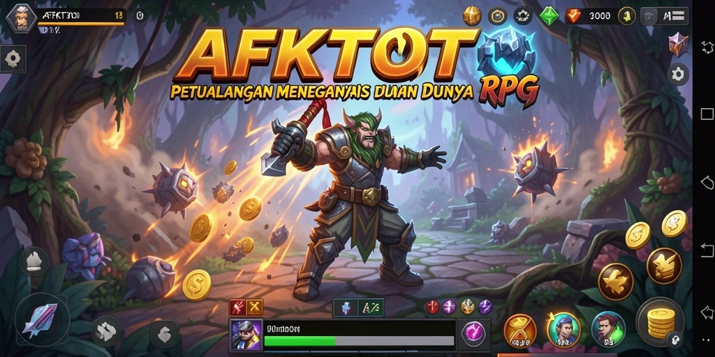 Screenshot gameplay AFKTOTO menunjukkan pertarungan mendebarkan dan dunia yang kaya.