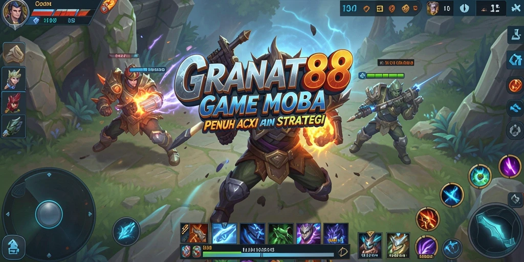 Tampilan gameplay yang seru dalam pertempuran MOBA di GRANAT88.