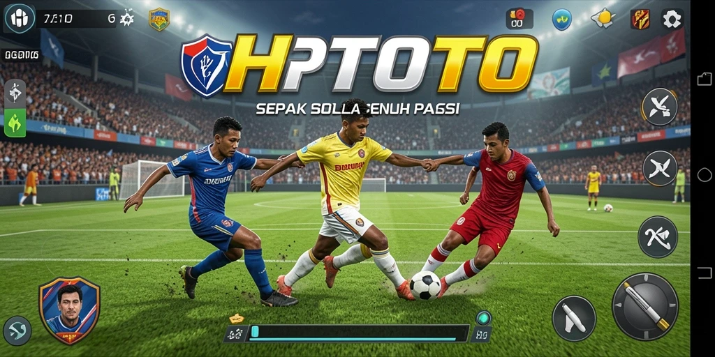 Tampilan gameplay HPTOTO yang penuh aksi dalam sepak bola.