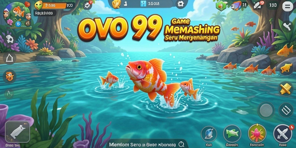 Tangkapan ikan berwarna-warni di dalam gameplay OVO99.