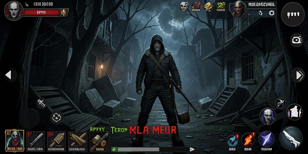 Tangkapan layar menunjukkan momen mencekam di dalam permainan Horror RPYYY.