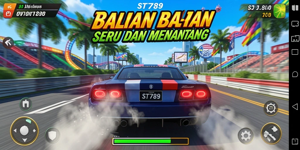 Tampilan gameplay ST789 dengan balapan yang seru dan mendebarkan.