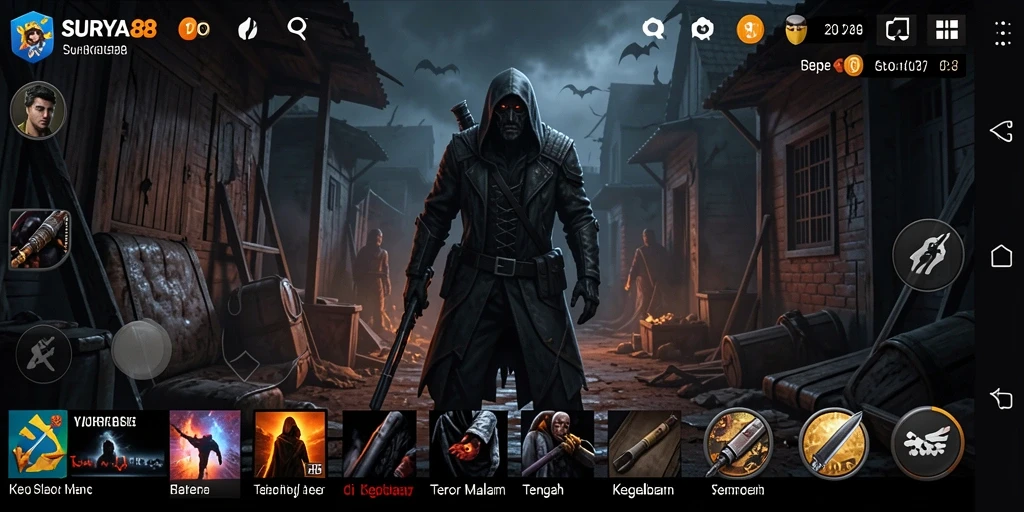 Screenshot SURYA88 menampilkan gameplay seram di lokasi angker.